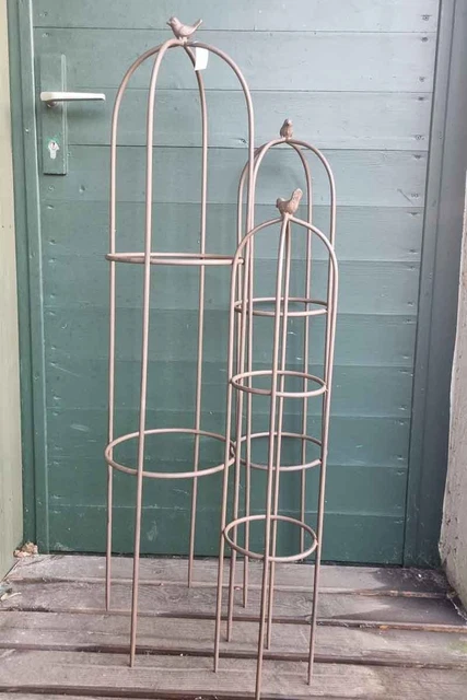 Rankhilfe aus Metall Rankgerüst Schmiedeeisen Obelisk für Topf Höhe:  80 - 110cm