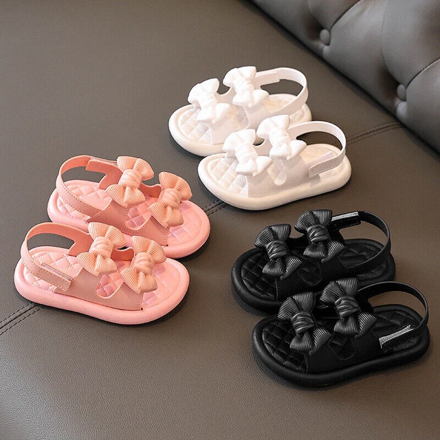 Kids  Girls Bow Flat Summer Sandals Toddler Baby Holiday Princess Shoes Size-