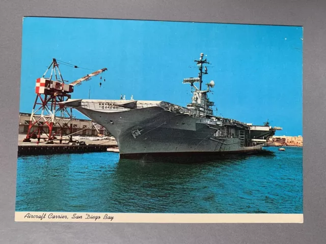VINTAGE 60S 70S Aircraft Carrier San Diego Bay California Postcard Navy ...