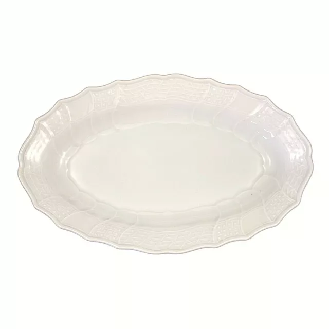 Hutschenreuther Oval Serving Platter All White Dresden Embossed Scalloped 11in