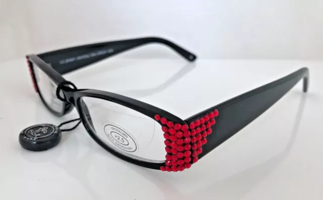 Jimmy Crystal Light Siam Swarovski Crystal Reading Glasses, +2.50 Lens, JCR124