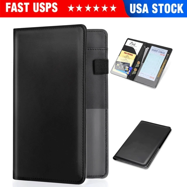 Server Books for Waitress - Leather Waiter Book Server Wallet with Zipper Pocket