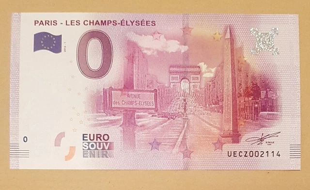 billet touristique souvenir 0 euro 2016 - Euro schein   Paris  Les champs Élysée