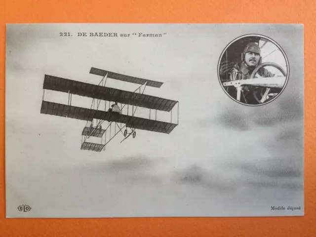 cpa AVIATION Le Pilote BELGE Ferdinand De BAEDER sur BIPLAN FARMAN Crash 1910