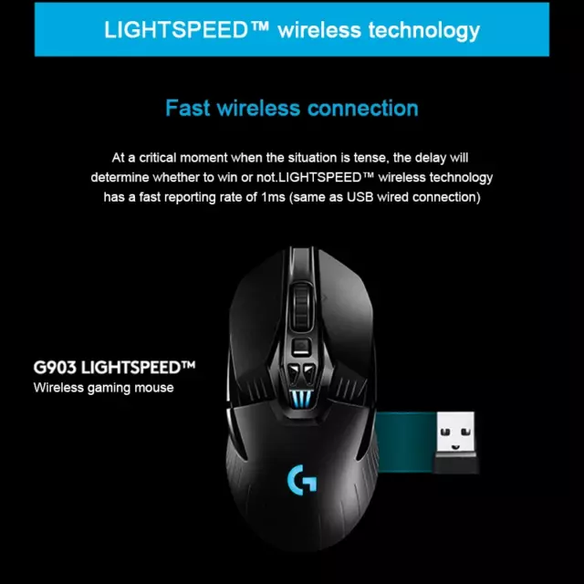 Logitech G903 Hero Lightspeed Gaming Mouse Wireless Charging Compatibility 3