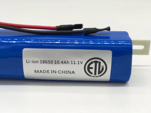Li-Ion 18650 Battery: 11.1V 10.4Ah (112Wh, 8A rate, ) for HID  Diving light