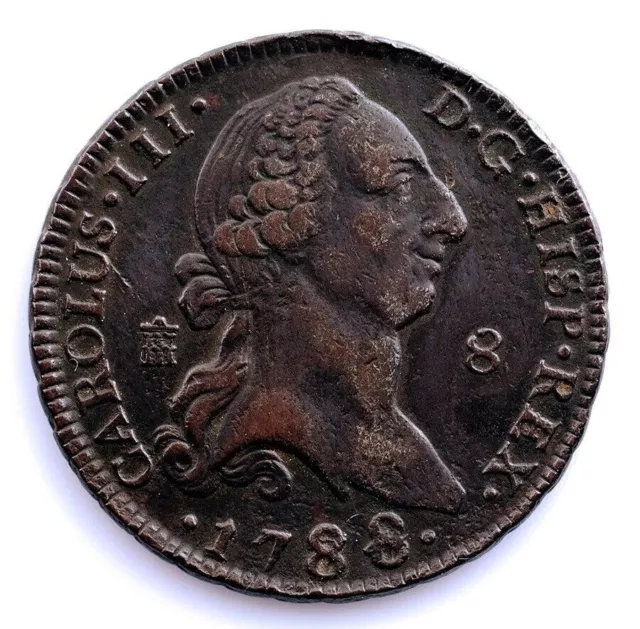 SC Carlos III. 8 Maravedis 1788/76. Segovia. MBC+/VF+ Copper 11.7 g. Limited