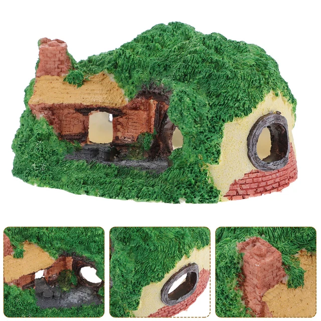 Acuario - Decoración cueva de resina abrazadera adornos House Hideway para tanques
