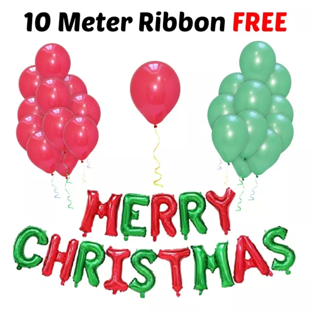 Merry Christmas Foil Balloons Banner Xmas Inflating Helium Party Decoration UK