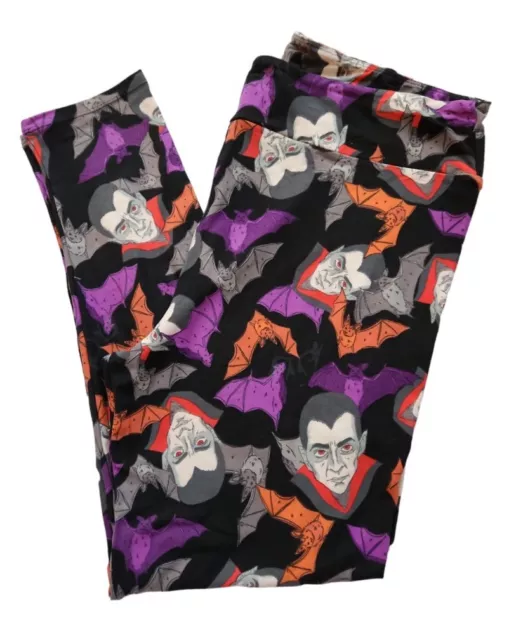 LuLaRoe Vampire Bat Moon TC2 Leggings Halloween Print Purple NWOT!