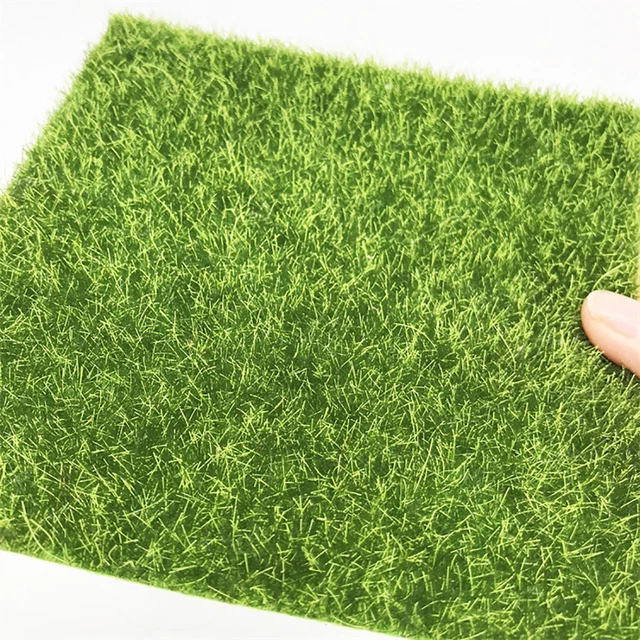 15x15CM Artificial Faux Garden Grass Lawn Moss Miniature Craft Doll-house Decor