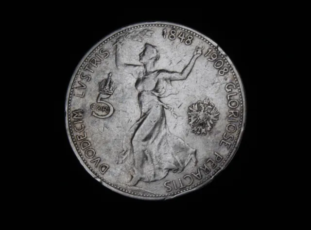 5 Kronen Österreich-Ungarn 1908 Franz Joseph I. Regierungsjubiläum Silber 900