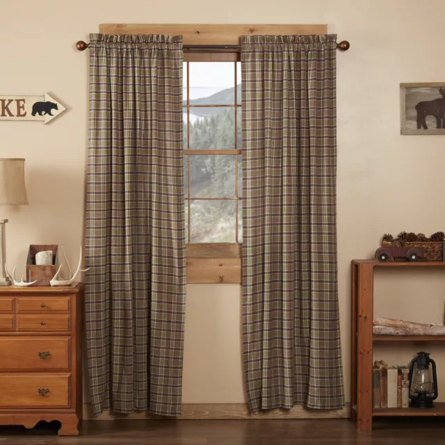 VHC Brands Rustic 84"x40" Panel Pair Tan Rod Pocket Wyatt Cotton Window Curtains