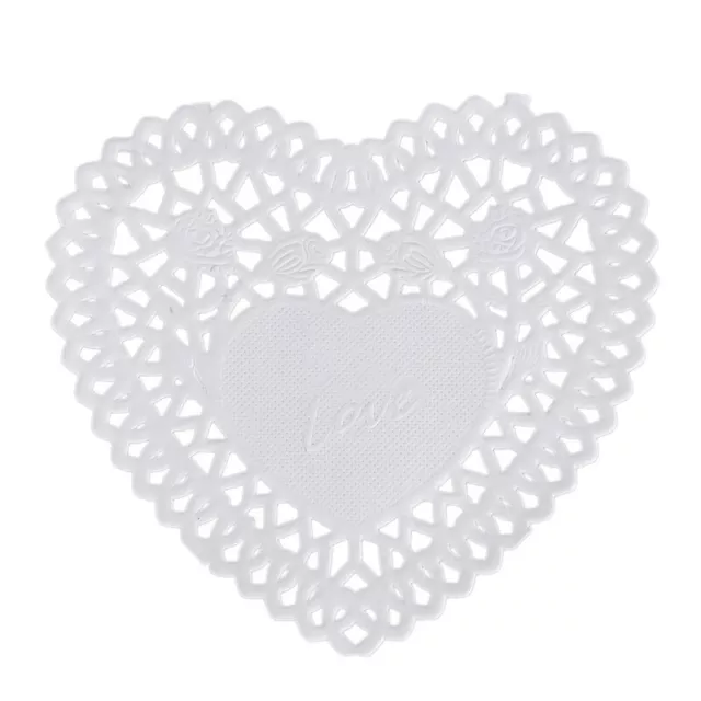 100x 4 inch White Love Heart  Lace Doilies doily For cardmaking5497