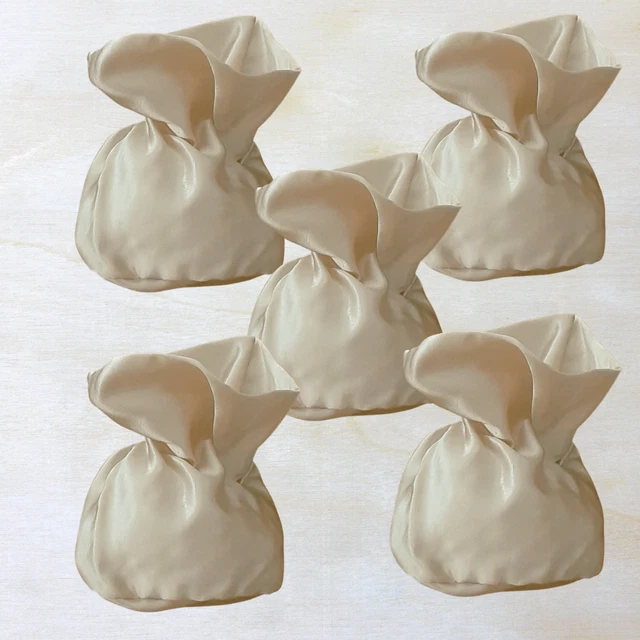 Sacchetto bomboniera di stoffa, set 5 pezzi, portaconfetti beige grande 17,5x20