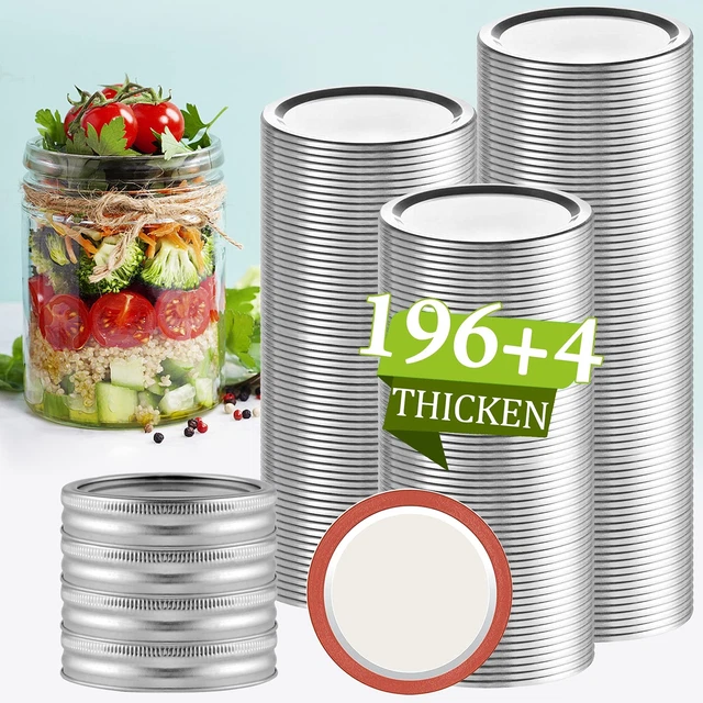 Canning Lids 200 PCS - Regular Mouth, Reusable, Silver, Food Grade - 2.67in/70MM