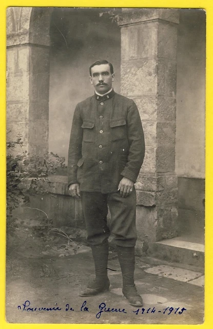 cpa Carte PHOTO MILITAIRE SOLDAT du 5e Régiment Souvenir de la GUERRE 1914-1915