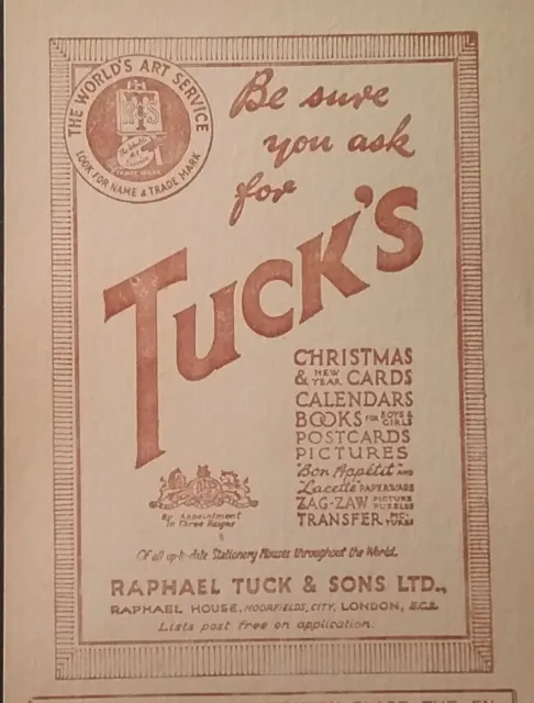 RAPHAEL TUCK Postcard Advertising Insert Card Christmas Gramophone Record List