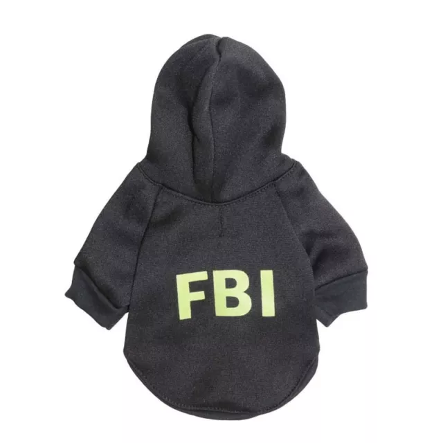 Chien Noir Fbi Chiot Vêtements T-Shirt Manteau Gilet Haut Chaud Chapeau Costumes