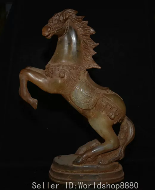 14.4" ancient Chinese crystal carving Fengshui 12 Zodiac Year steed Hors statue