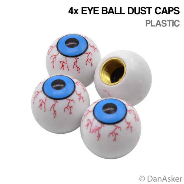 4x Eye Ball Car Bike Motorcycle BMX Wheel Tyre Valve Plastic Dust Caps