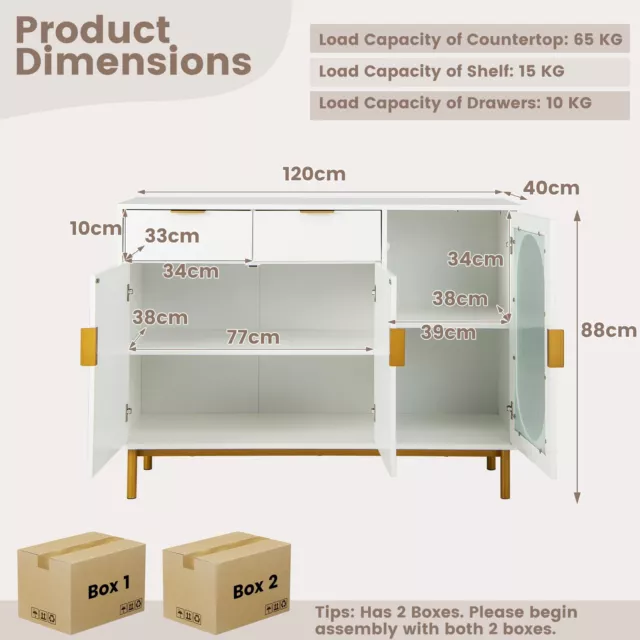 Kitchen Storage Sideboard Dining Buffet Server Cabinet Cupboard With 2 Drawers 2