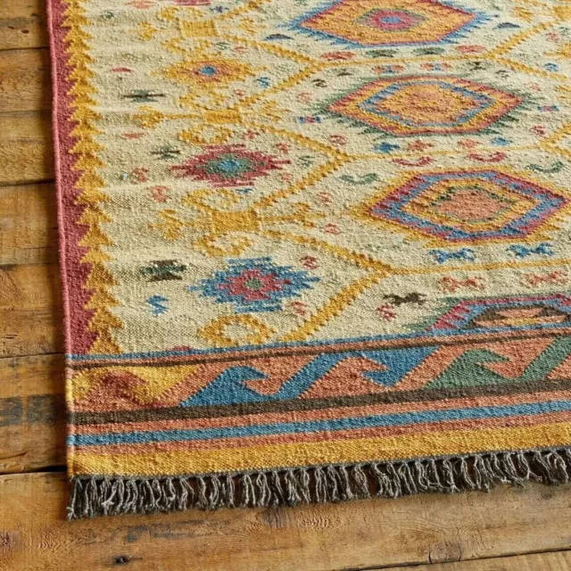 Rug Kilim Wool Jute Runner Hand Woven Vintage Carpet Vintage Oriental Area Rugs