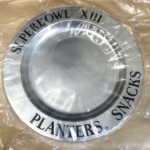 Superbowl XIII and Planters Nuts 11" Pewter Plate VTG 1979 SEALED NEW RARE!!