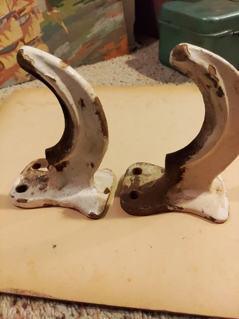 2 Antique Vintage Cast Iron Industrial Radiator  Hooks Wall Mount steam punk 6