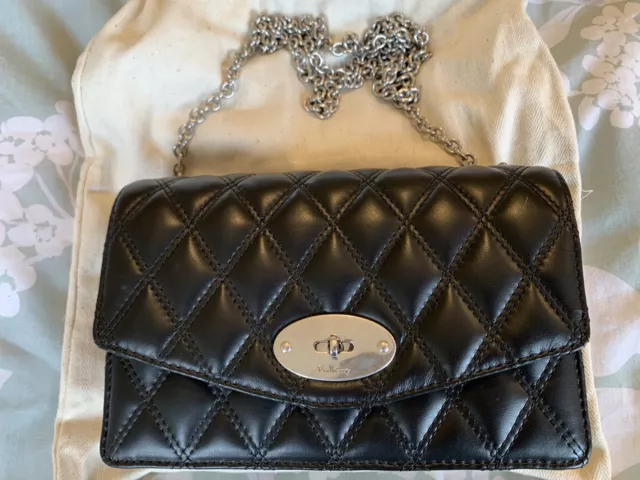 MULBERRY SMALL DARLEY Black Quilted Smooth Calf Leather Silver