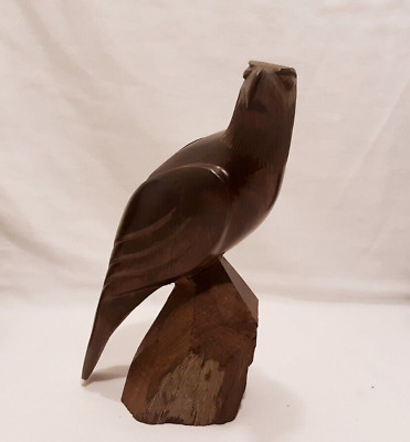 Vintage Carved Wood Eagle Black Walnut Burl Bird Art Statue Sculptures