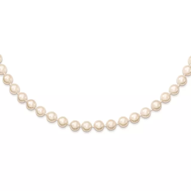 Real 14kt Yellow Gold 5-6mm Round White Saltwater Akoya Cultured Pearl Necklace