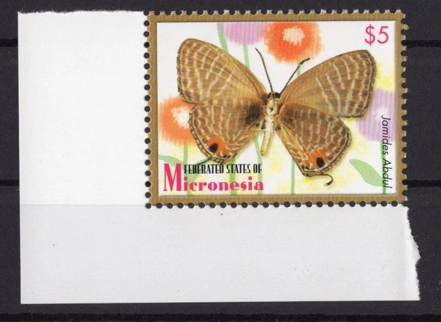 MICRONESIA  XF Mint Never Hinged Butterflies Single, $5, Jamides Abdul