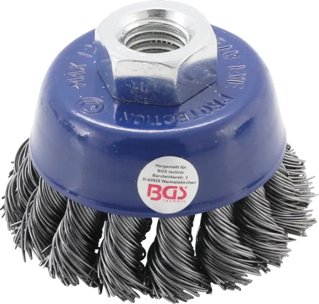 Bgs 3980 Cepillo con puas de alambre acero trenzado vaso 65 mm para amoladora