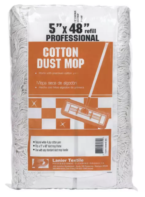 New! Elite Mops & Brooms Cotton Dust Mop Professional Refill Head 5" X 48"