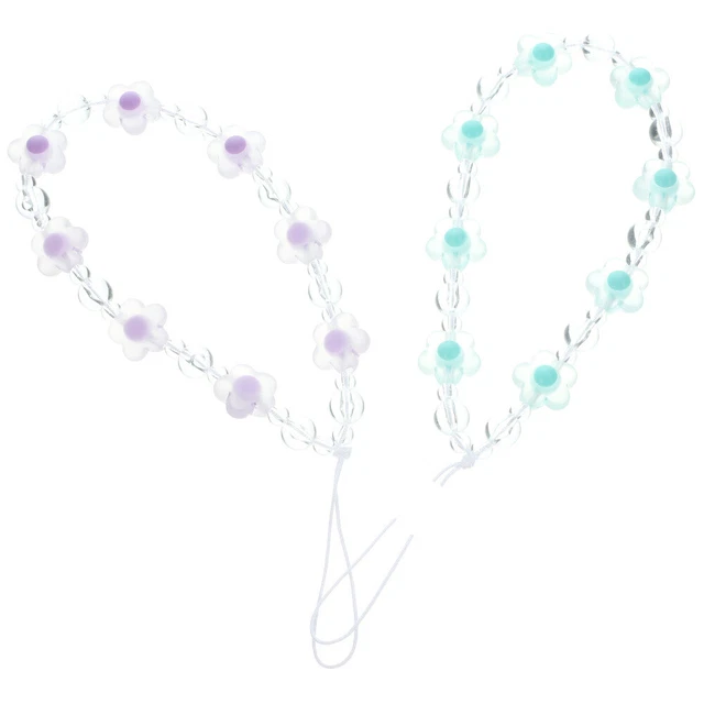 2 Pcs Mobile Phone Chain Phone Case Charm Beaded Phone Lanyard Cute