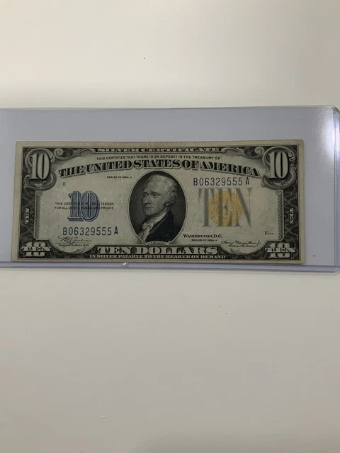 1934 A 10 Dollar World War Ii Silver Certificate B06329555A