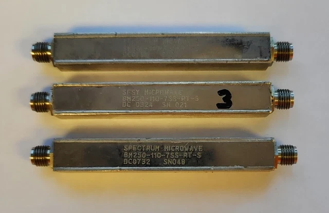 Lot of 3 Spectrum Microwave 200-300Mhz SMA Band Pass Filter BM250-110-7SS-RT-S