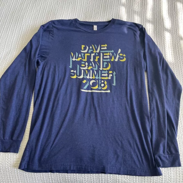 Dave Matthews Band DMB Tour 2018 T-Shirt Bella Canvas Womens XL Blue Long Sleeve