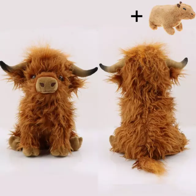 25CM Cuddly Highland Cow Soft Toy Living Nature Teddy Plush Toys Doll Xmas Gift