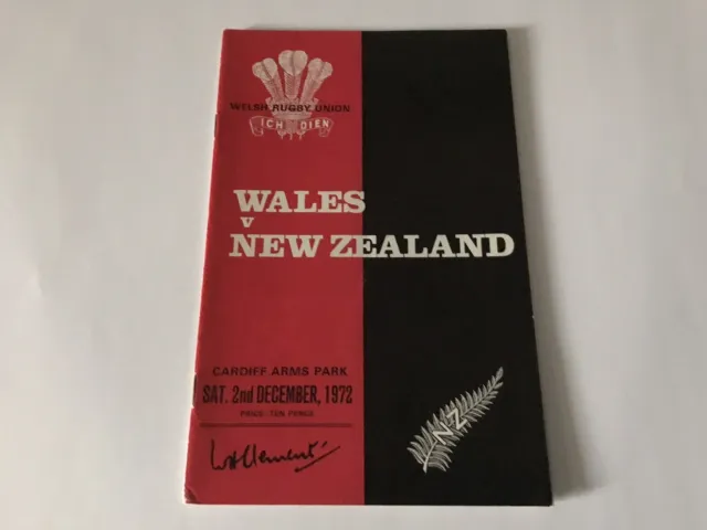 Wales v New Zealand 1972 Rugby Union programme