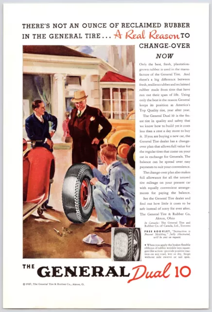 1937~General Tires~Dual 10~Cars & Automobiles~Vintage 30s Print Ad