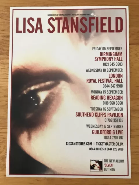 Lisa Stansfield - 1 X 2014 Uk Tour Flyer (Size A5)