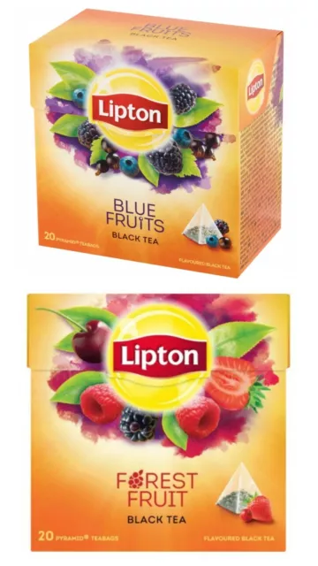 2 Packungen Lipton Tee | Waldfrucht & Blaubeere-Brombeere-Cassis je 20 Beutel