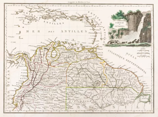 1812, antique map New Pomegranate, America Of Sud. malte-brun Lapie