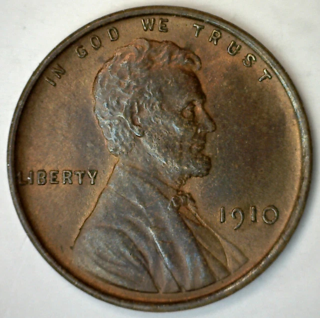 1910 Lincoln Wheat Cent Coin 1c US Penny Uncirculated One-Cent Brown Appearance