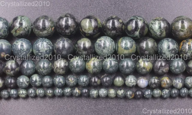 Natural Black Rhyolite Jasper Gemstone Round Beads 4mm 6mm 8mm 10mm 12mm 15.5''