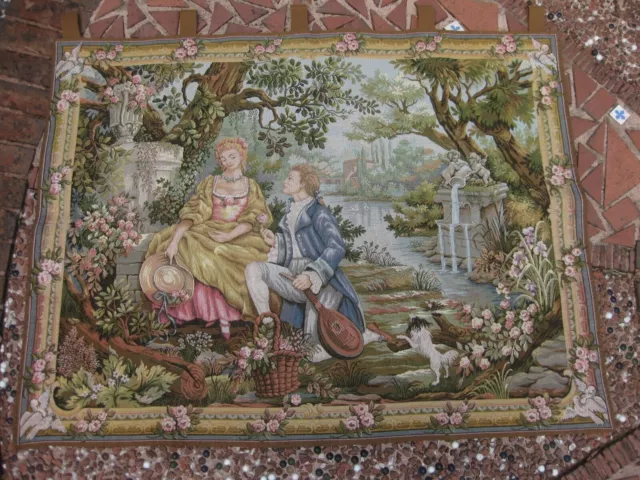 Jardin d'Amour ~ Large Wall Hanging Tapestry by Marc Waymel ~ Franklin Mint 1987