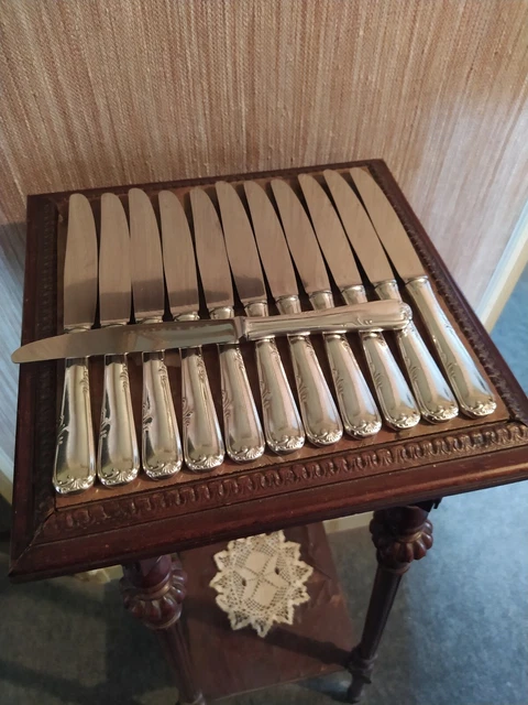 12 Louis XV Silver Metal Style Table Knives 3