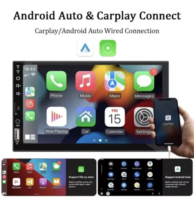 Autoradio Bluetooth 7 ", 1 Din Carplay Android Lecteur multimedia LIVRAISON 6 J